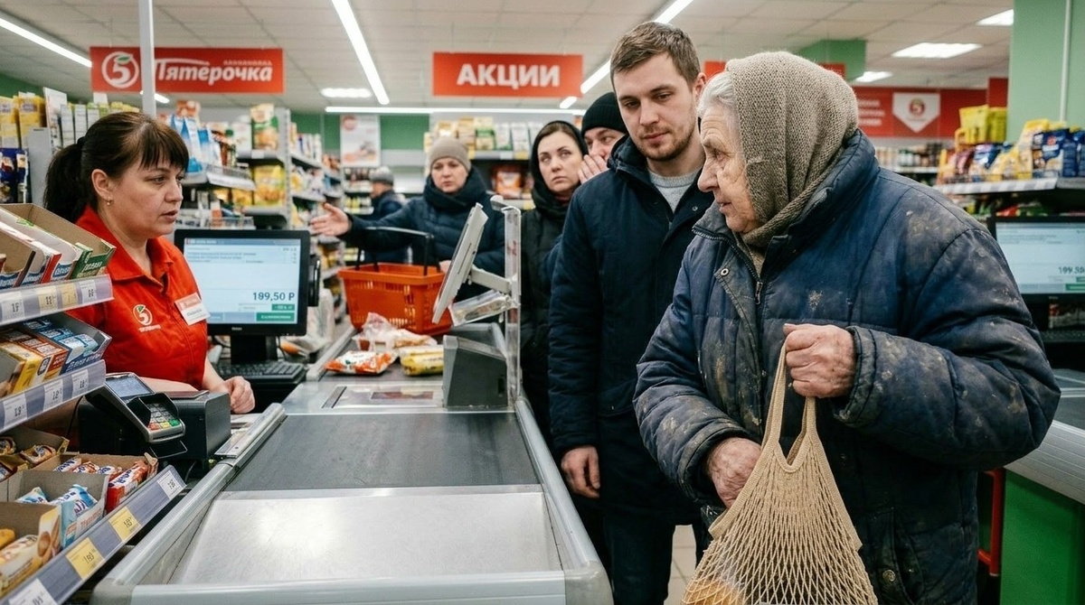 Женщина у кассы задерживала всю очередь