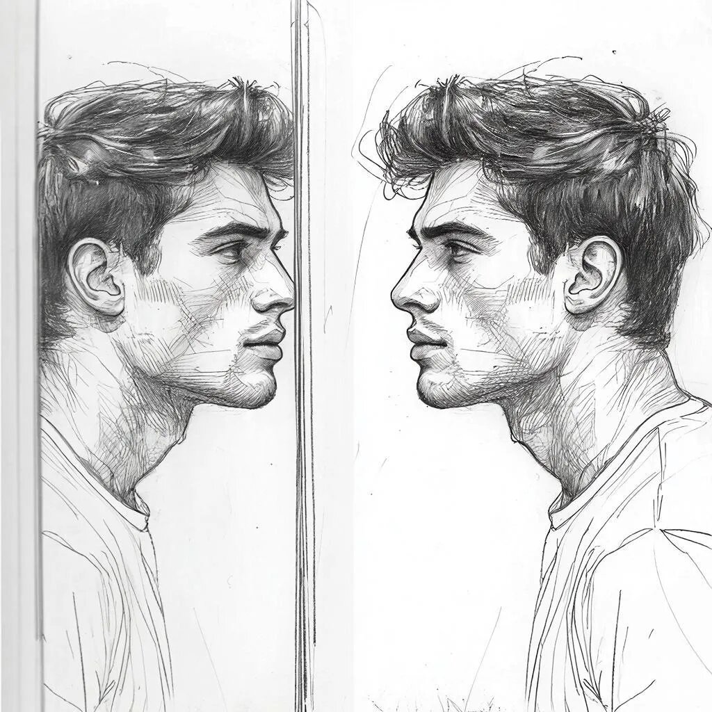 У зеркала. Иллюстрация сгенерирована нейросетью