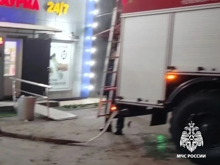     В Новом Осколе тушили пожар в магазине на улице Ливенской, фото: пресс-служба МЧС России по Белгородской области