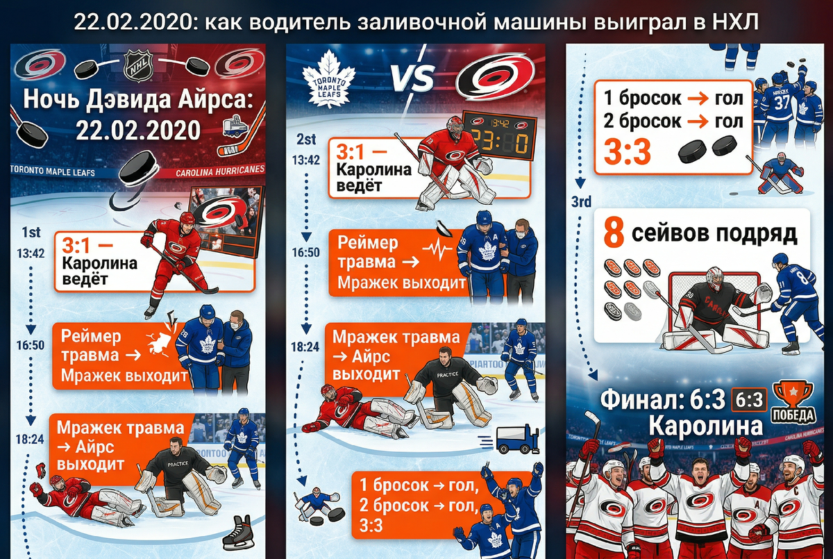 Хроника легендарного матча Дэвида Айрса в НХЛ — 22 февраля 2020 года