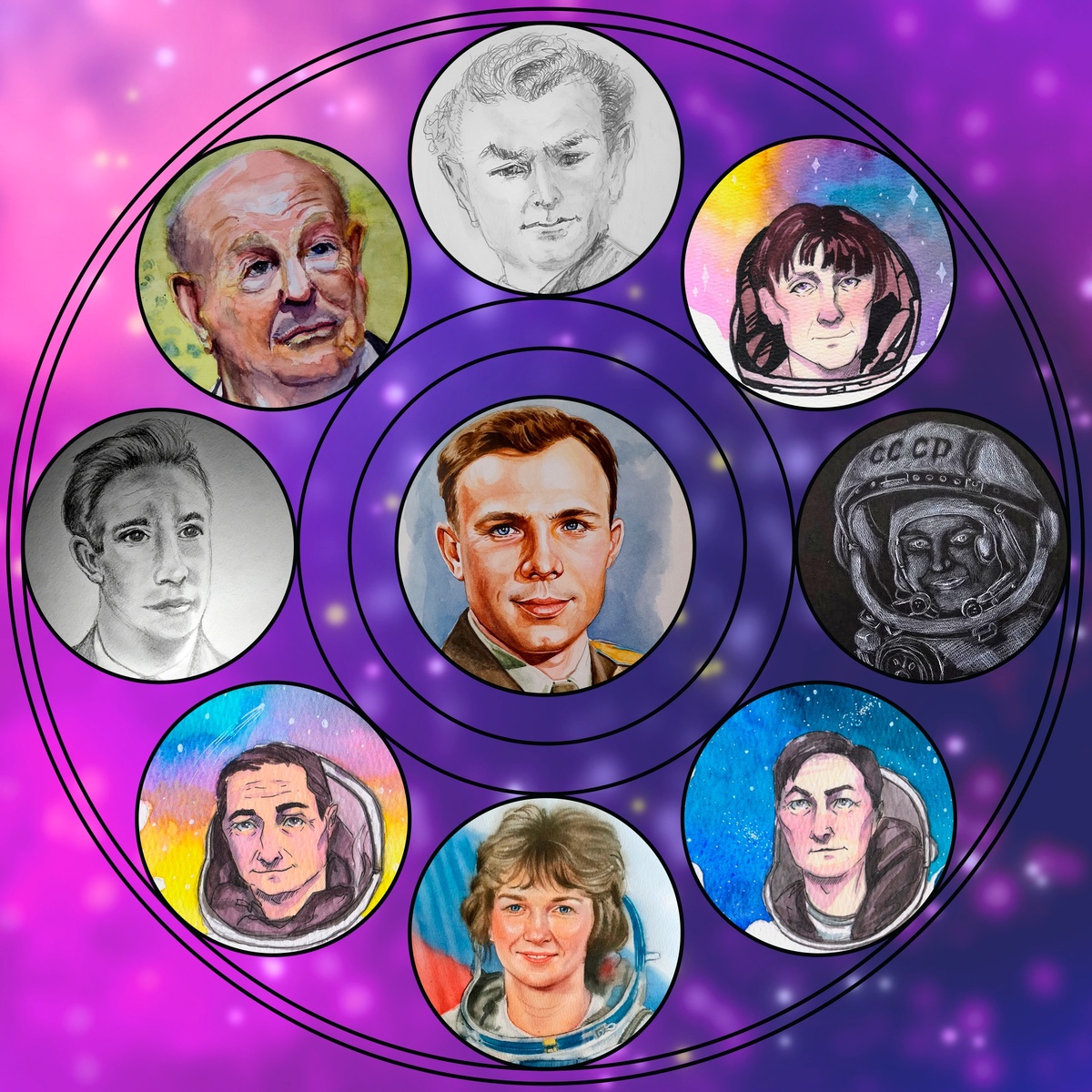 Арт-циферблат ко дню космонавтики 