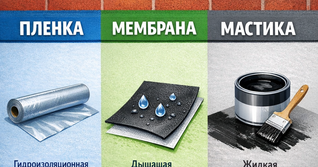 🧱 Плёнка, мембрана, мастика: как не запутаться в трёх похожих словах