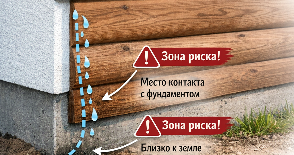 🪵 Деревянные элементы у цоколя: где начинается риск по влаге