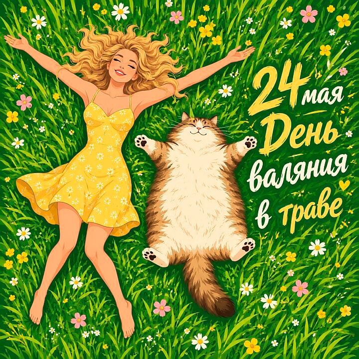 24 мая - День валяния в траве. podarokplus.ru