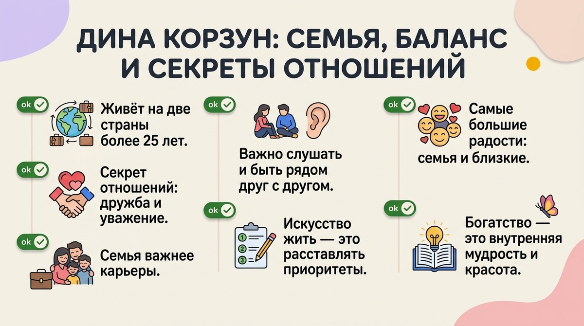 Дина Корзун: семья, баланс и секреты отношений  📷

