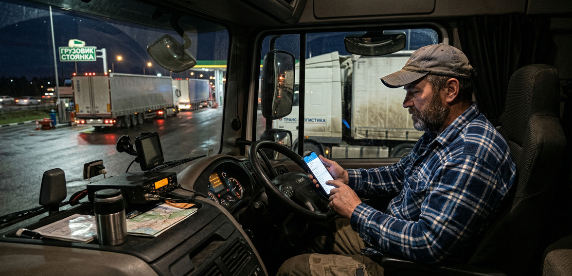 Водитель фуры ищет попутный груз через биржу Стрекоза