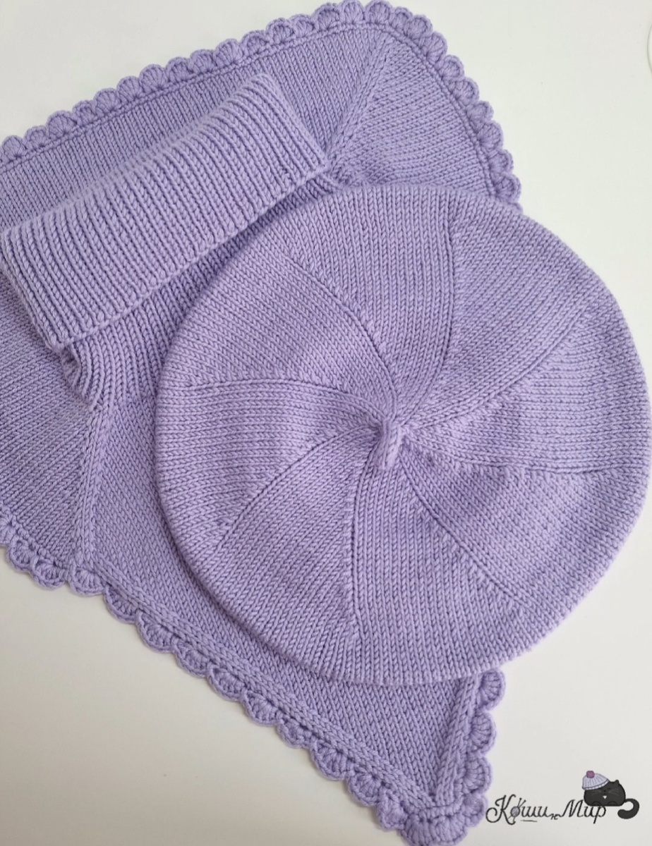 Берет и манишка из итальянского мериноса Lana Gatto super soft