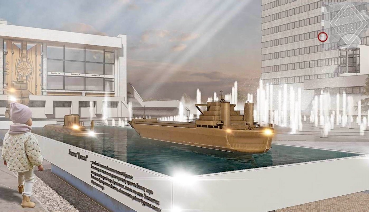 Визуализация фонтанного комплекса «Морской север» в Архангельске. Изображение: пресс-служба администрации города. Источник: vk.com/otkrytiiarkhangelsk