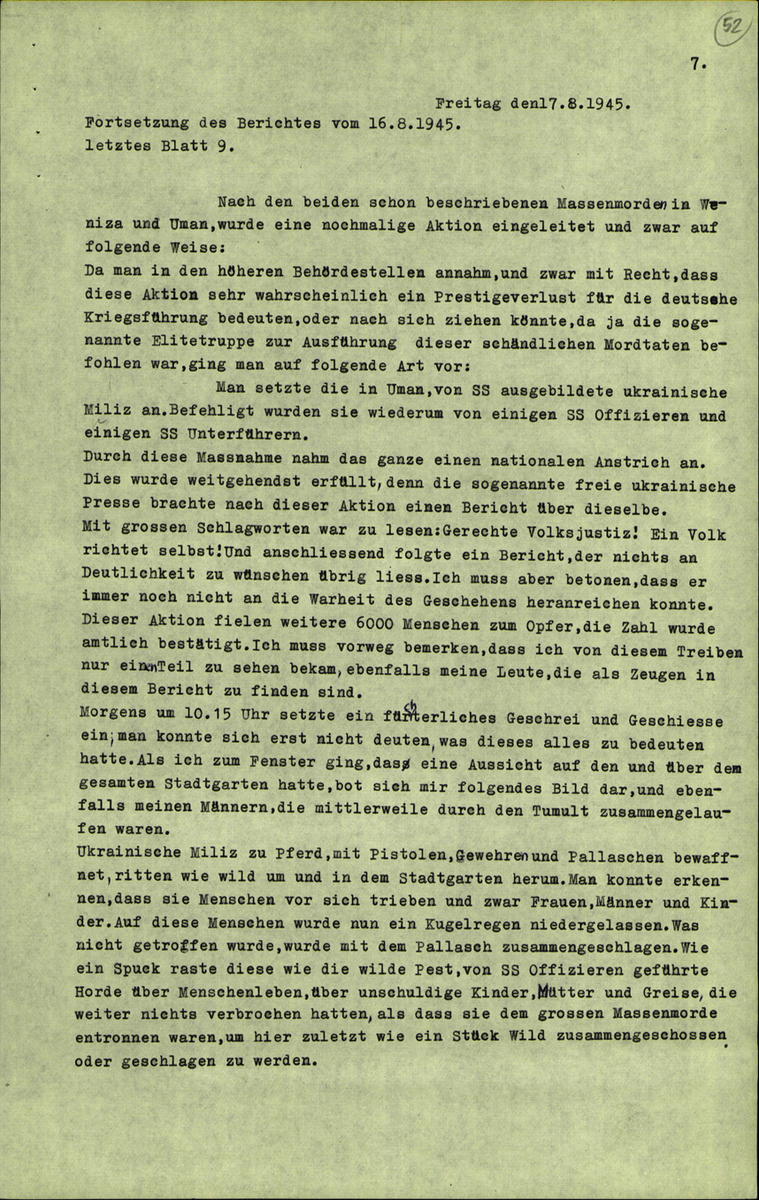Рисунок 1. Показания Бингеля от 17.08.1945 г. [4]