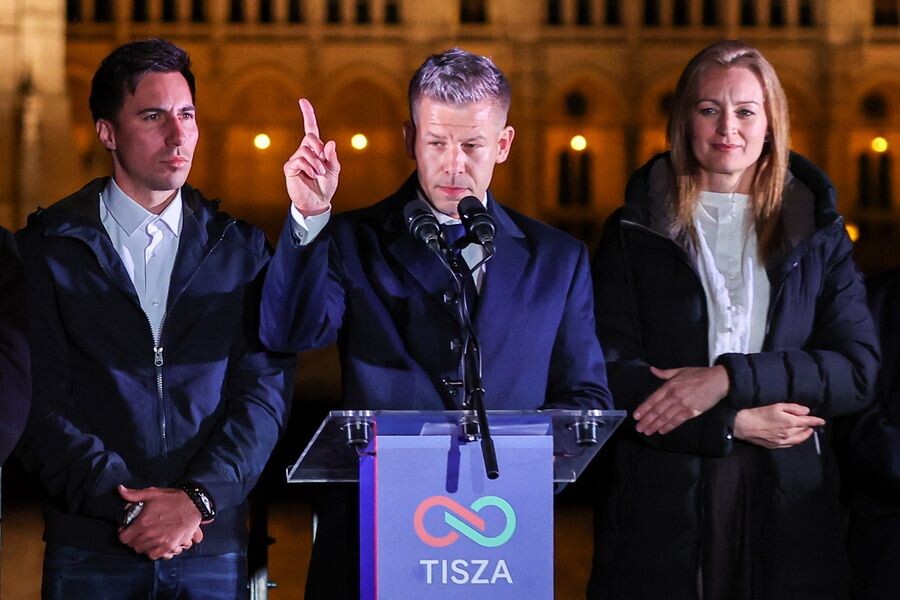    Лидер победившей на парламентских выборах в Венгрии оппозиционной партии «Тиса» Петер Мадьяр / Источник: © Александр Рюмин/ТАСС
