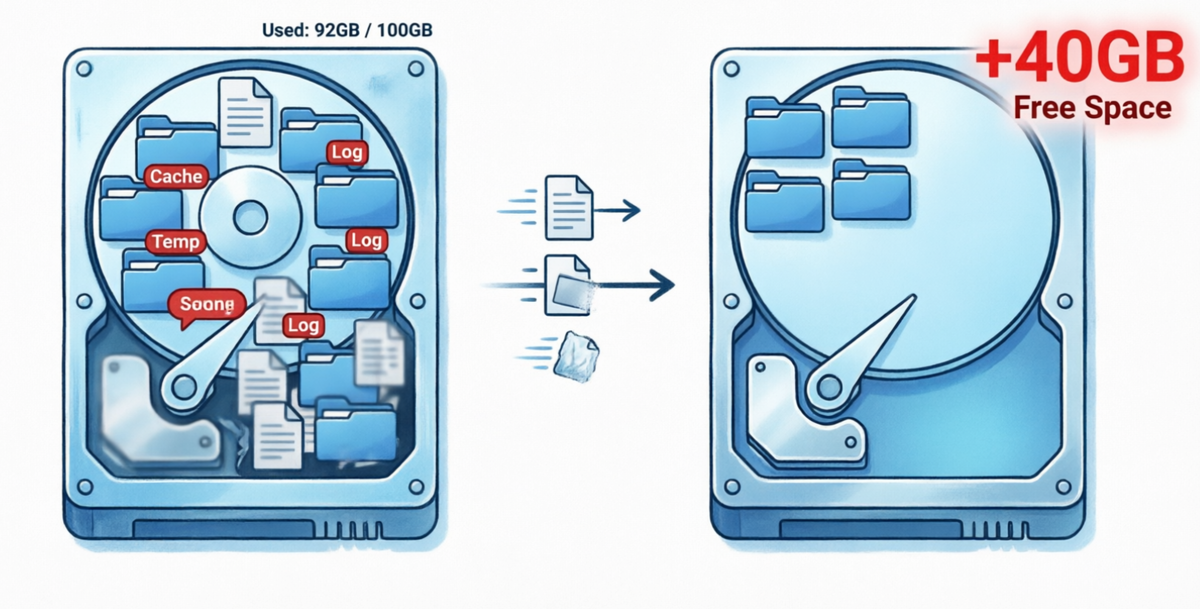 Очищаем пространство на диске