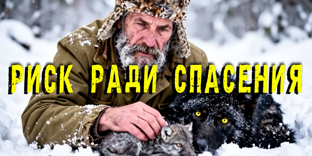 Волчица прикрывала щенка собой на морозе, и старому охотнику пришлось рискнуть ради их спасения. История о животных.