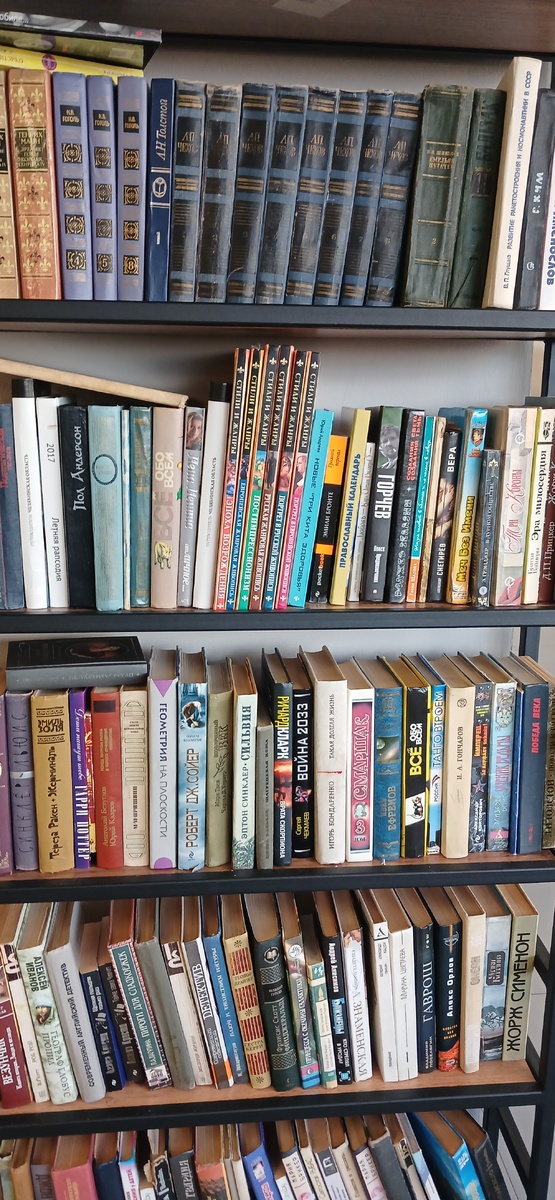 Тут много стеллажей с книгами. Фото автора