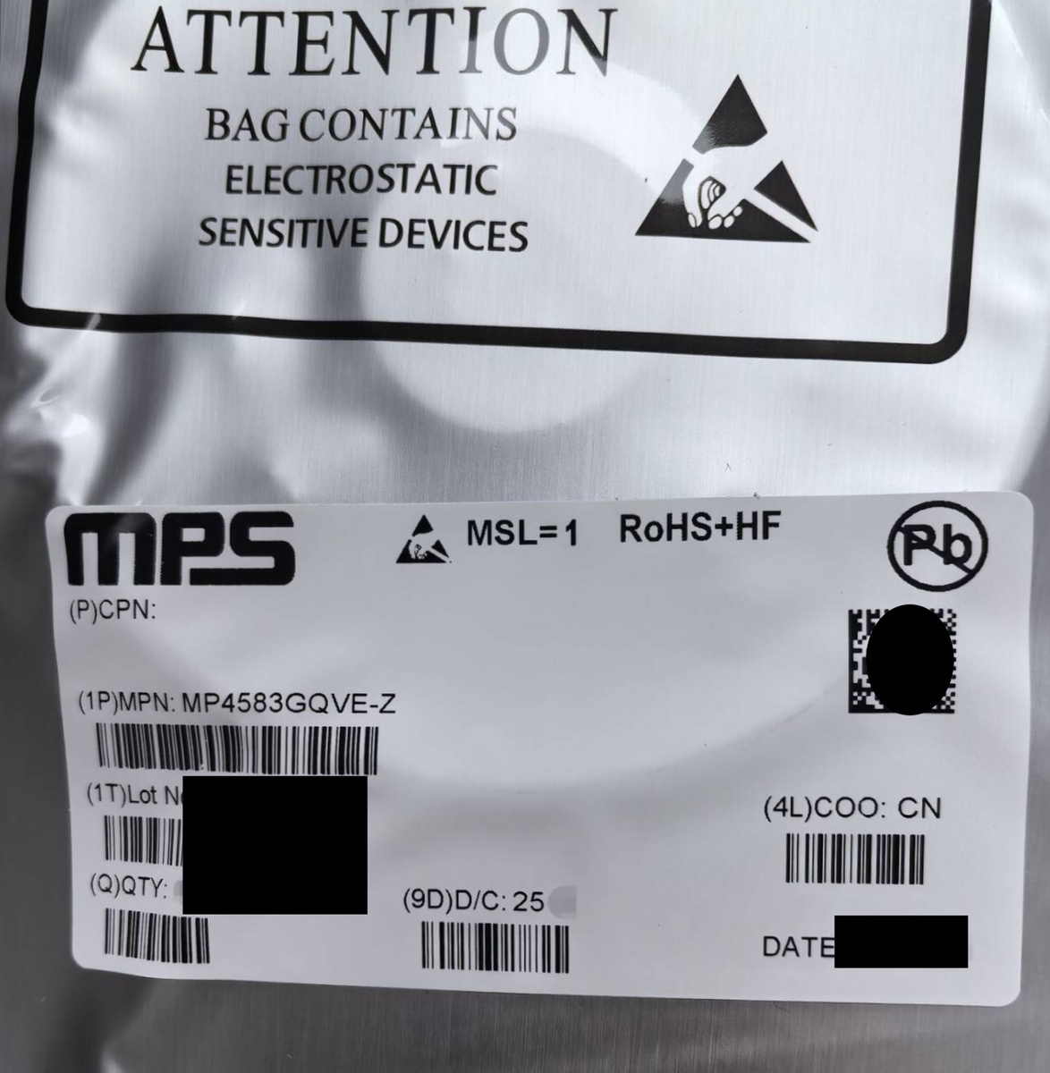 MPS Series MP4583GQVE-Z, Package: QFN-19.