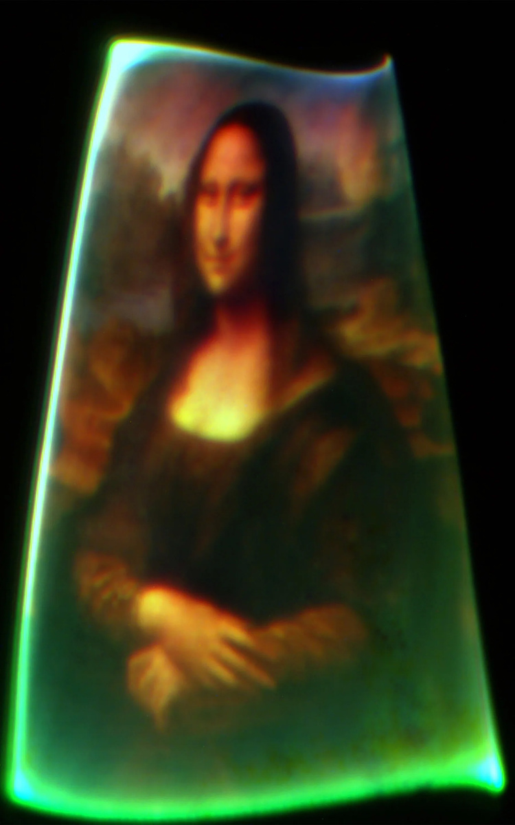 Спроецированное чипом примерно 125-микрометровое изображение Моны Лизы