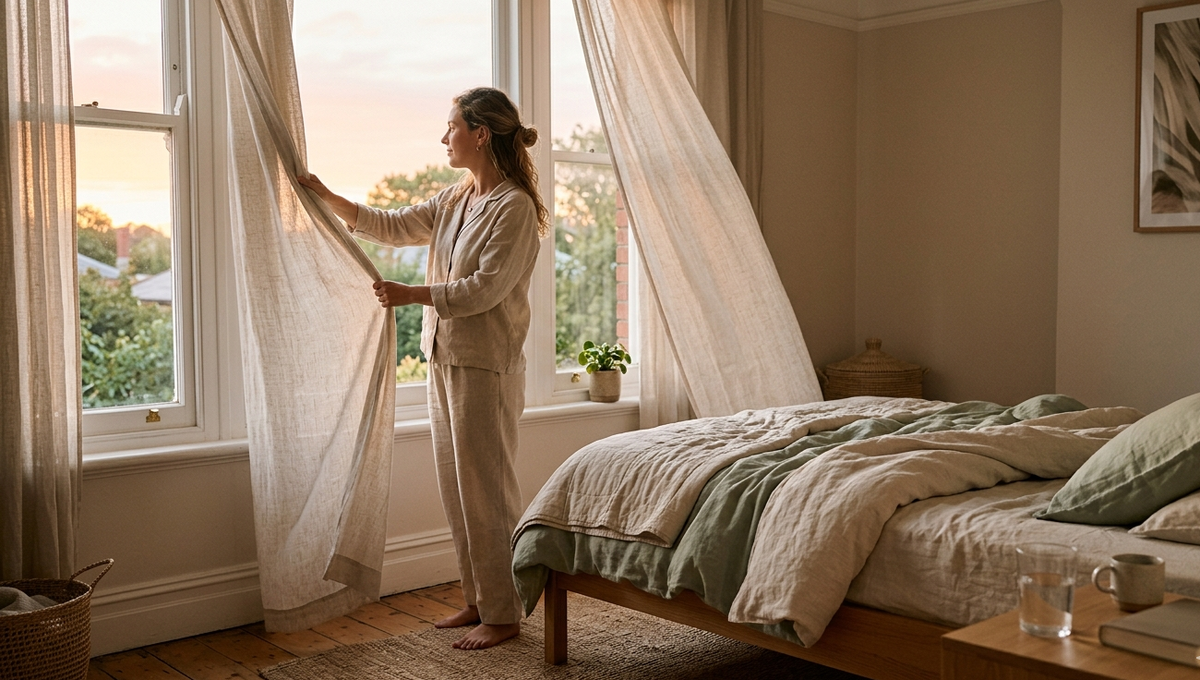 Утро у окна с мягким солнечным светом и ощущением лёгкости. Атмосфера бодрого утра и спокойного начала дня.