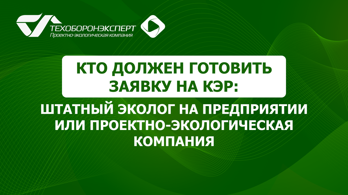 Кто должен готовить заявку на КЭР: штатный эколог на предприятии или проектно-экологическая компания.