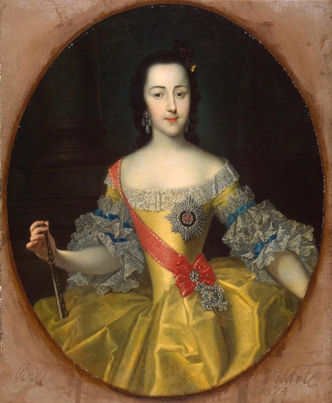 Великая княгиня Екатерина Алексеевна. Картина Георга Кристофа Гроота. Около 1745 года.