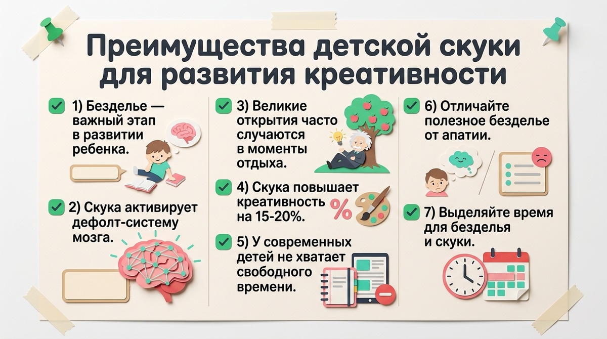 Польза детской скуки для развития креативности  📷
