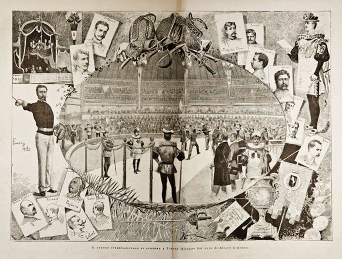 Иллюстрация к международному турниру по фехтованию в Турине в 1884 г.