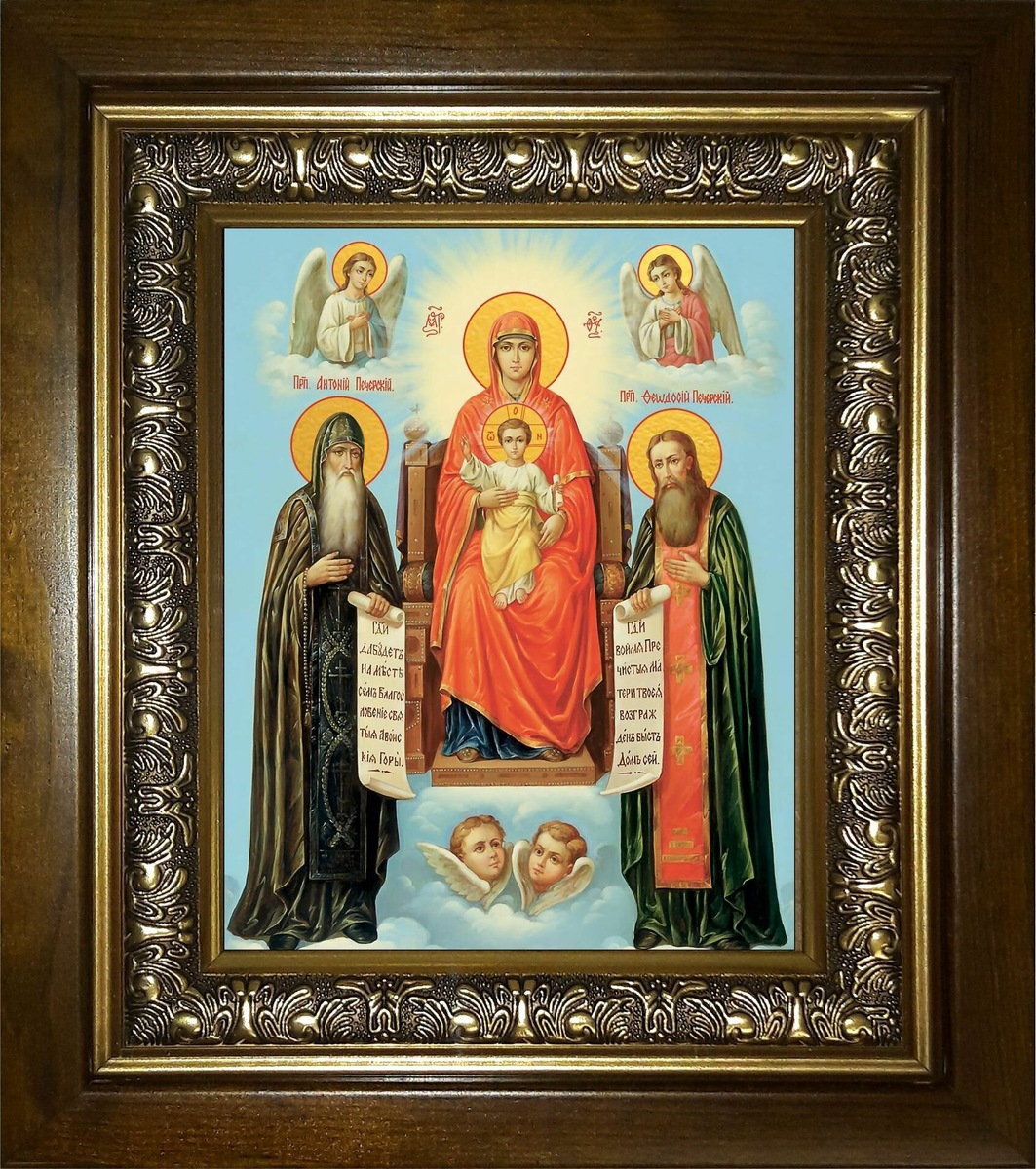 Преподобные Антоний и Феодосий Печерские  предстоят перед троном Богородицы (http.://ru.pinterest.com/pin/635289091192156192/