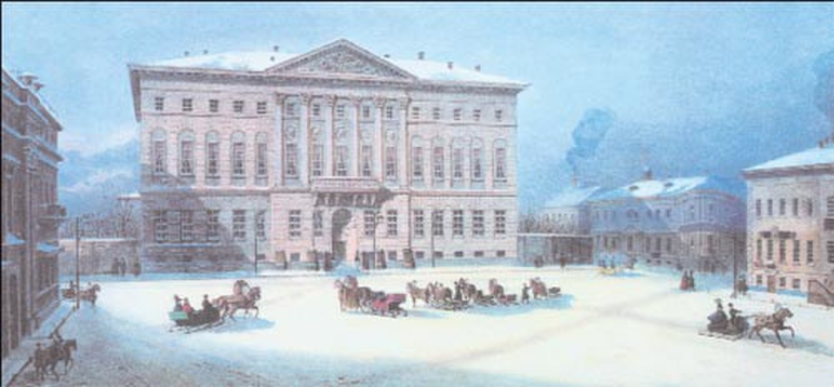 Литография А. Кадоля «Дом генерал-губернатора на Тверской улице», начало XIX века