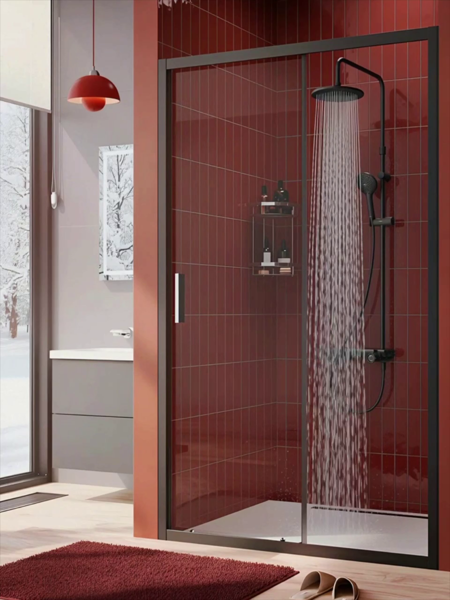 Душевая система AM.PM Gem F0790722 стойка с тропическим душем, смесителем, изливом, черный