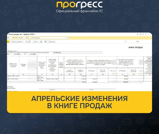 Апрельские изменения в книге продаж