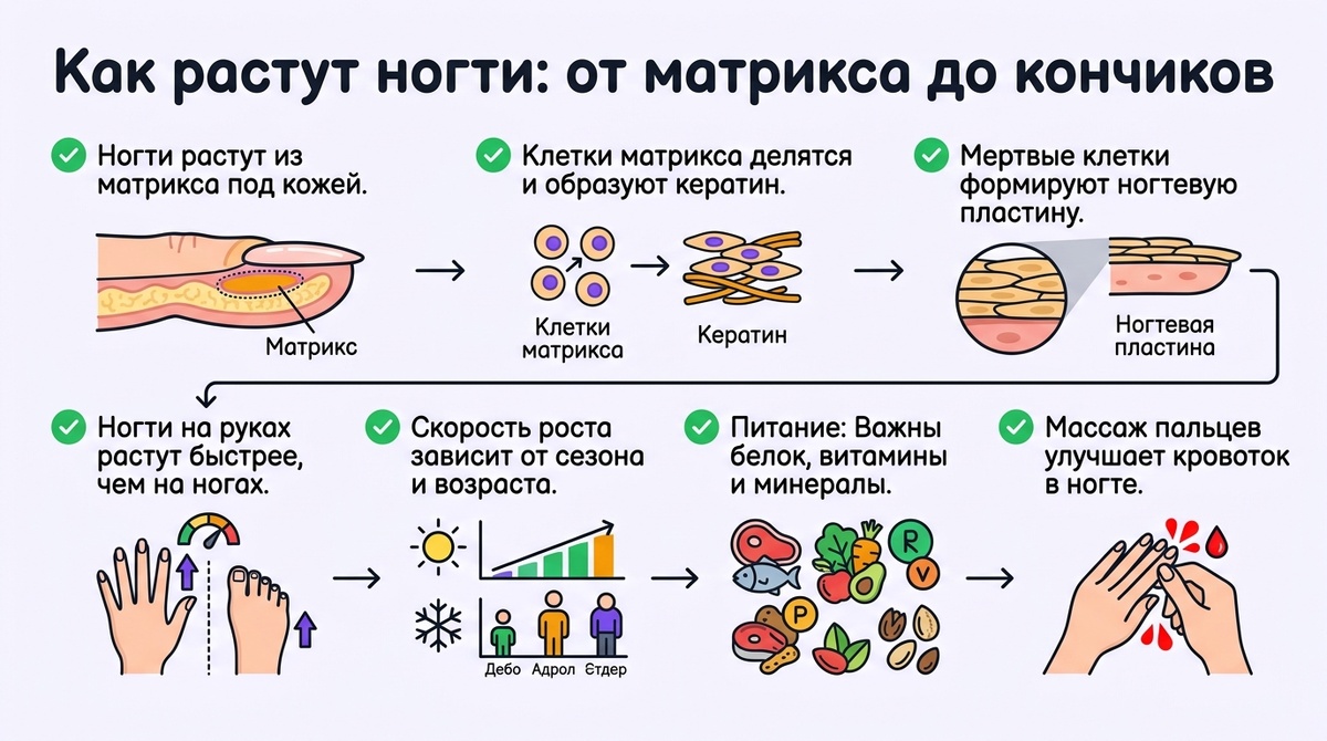 Как растут ногти: от матрикса до кончиков  📷
