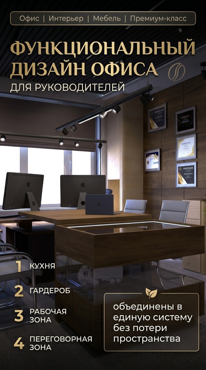 Авторский дизайн офиса.Краткое содержание дизайна