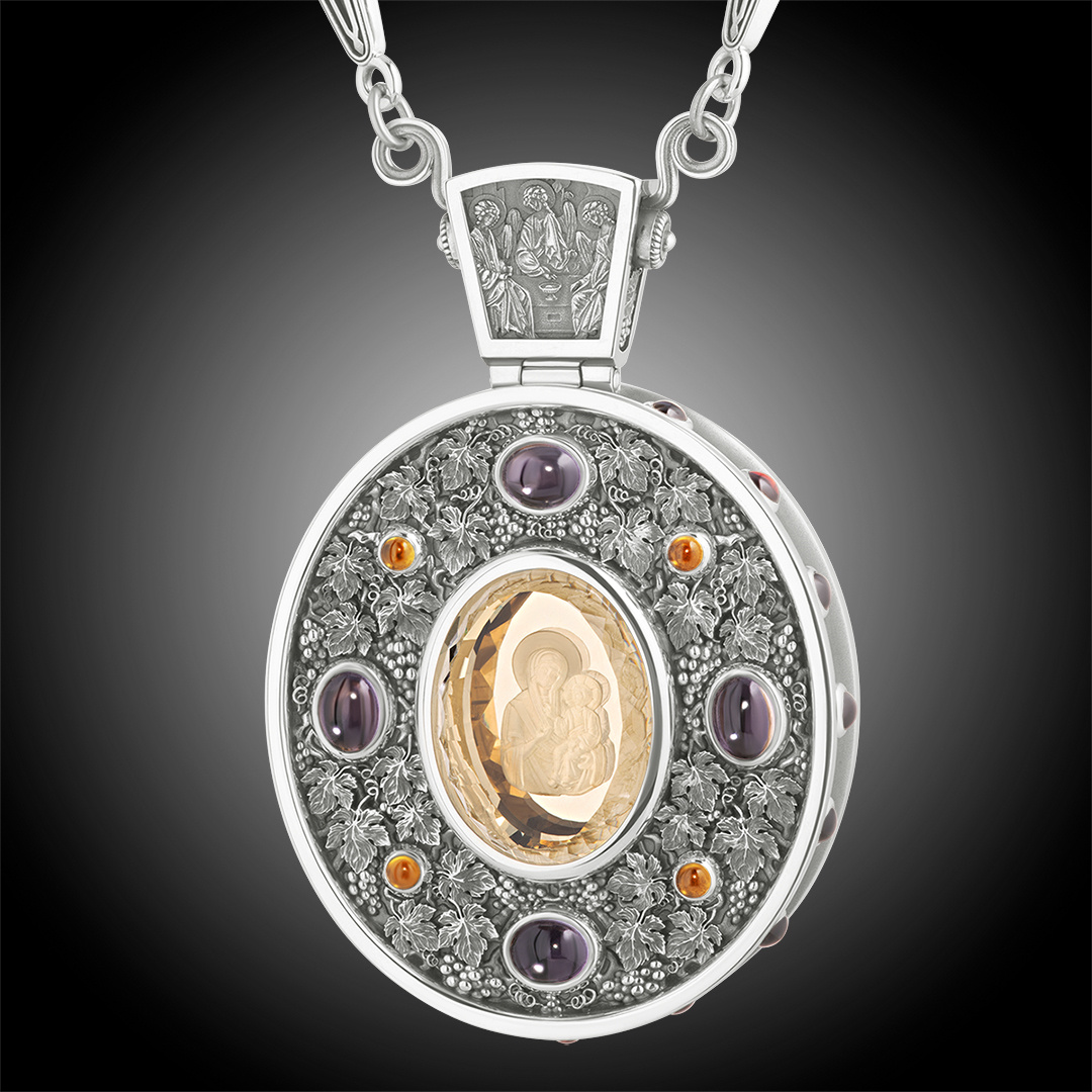 Панагия с образом иконы Божией Матери "Иверская" и святителя Леонтия Ростовского