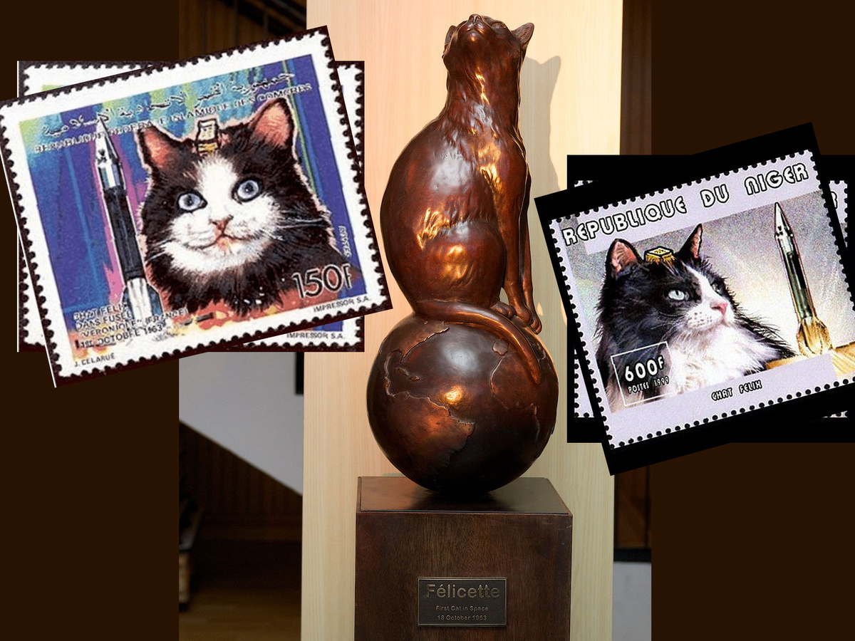 В центре статуя Филиссет. Рядом марки в ее честь