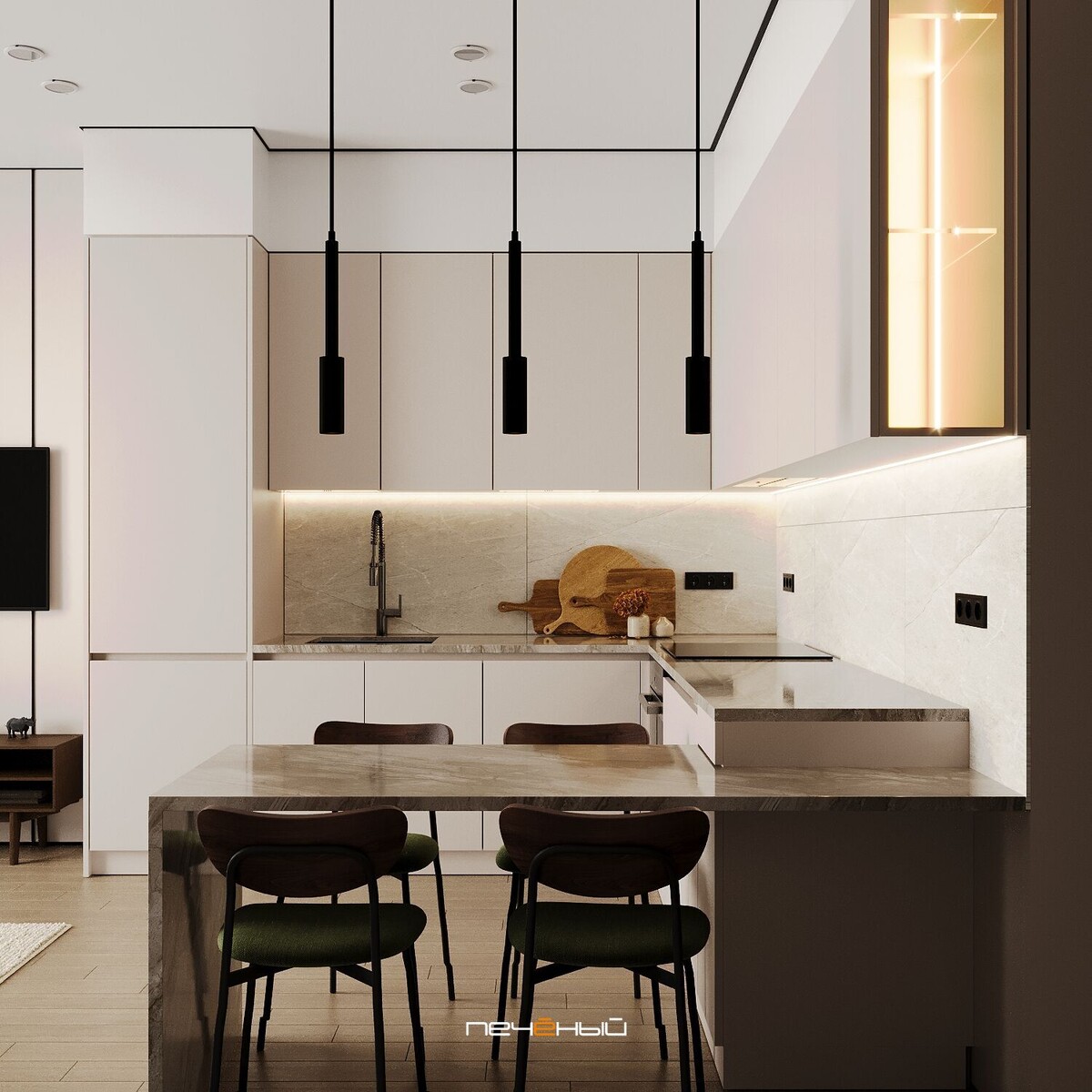 Дизайн кухни-гостиной