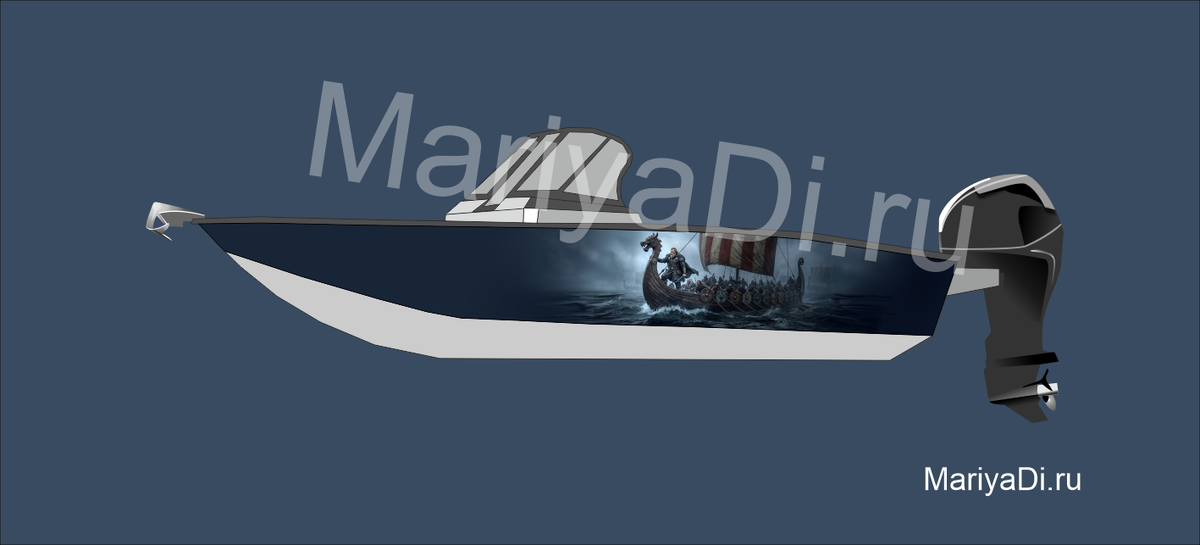 Наклейка на лодку с вивингами в драккаре - корабле викингов