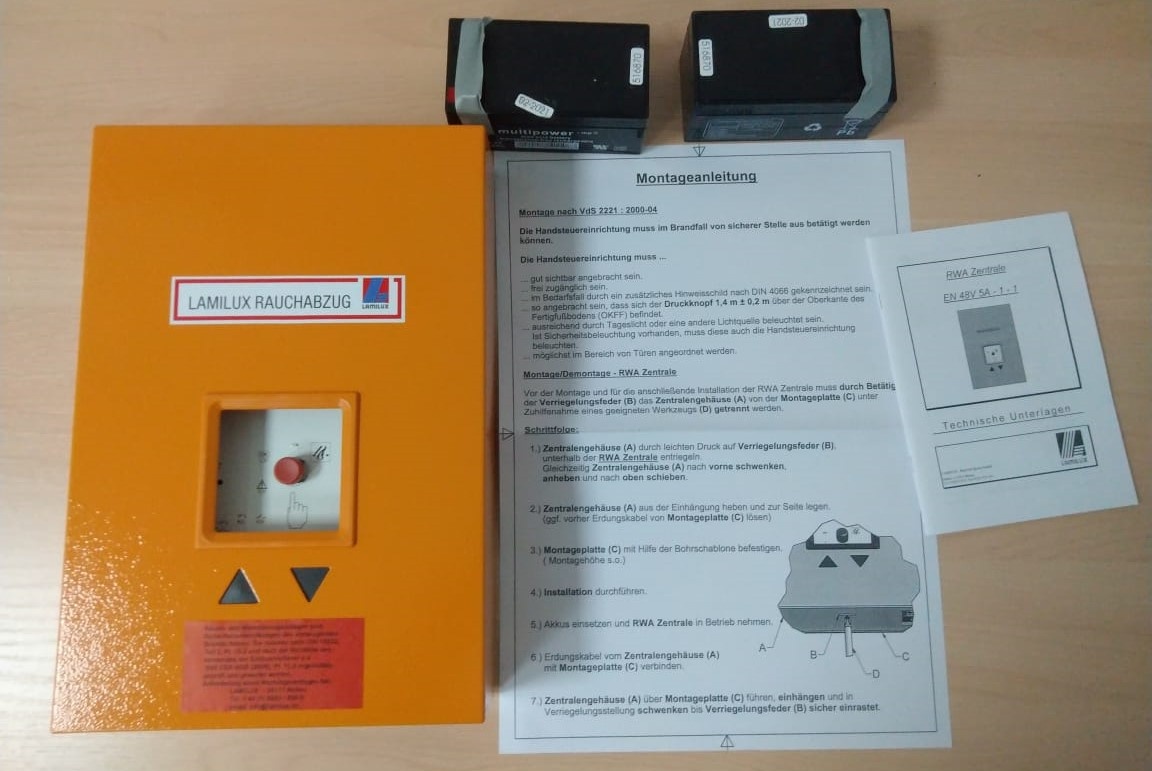 Блок управления дымовыми люками марки «LAMILUX» модель RWA-Zentrale EN 230V/48V, тип 5A-1-1