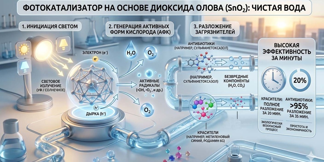 Фотокатализатор для очистки воды, способный уничтожить антибиотики за 35 минут