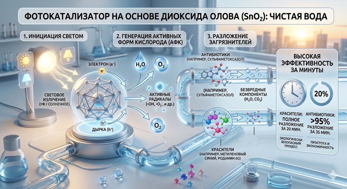 Схема: Фотокатализатор для очистки воды