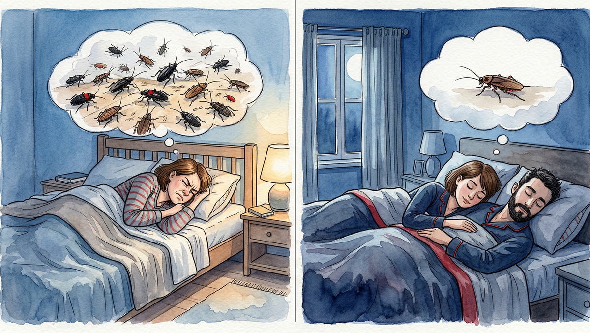    "К чему снятся тараканы женщине. Фото сгенерировано нейросетью Nano Banana"