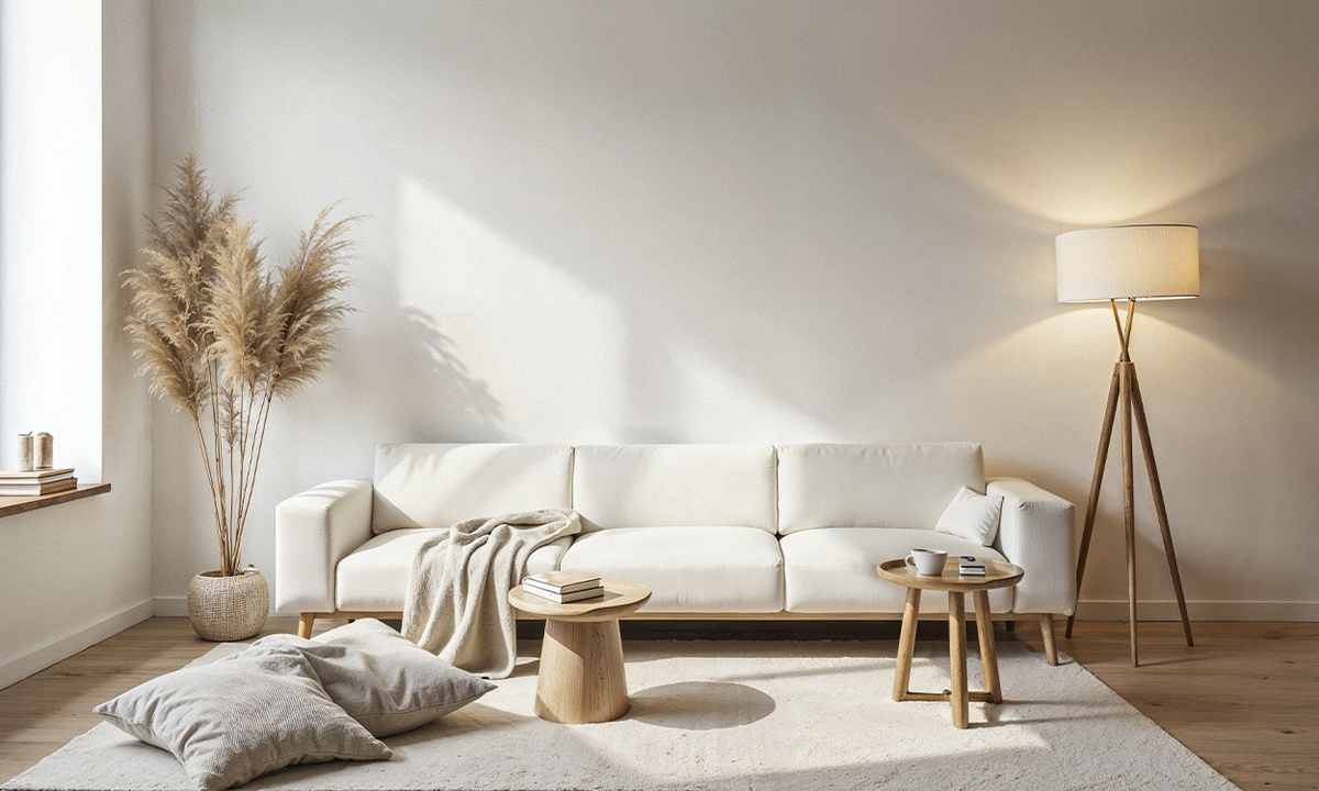 Минимализм в интерьере не обязан быть холодным. Мягкий текстиль и натуральные деревянные поверхности добавляют уют и природную текстуру.