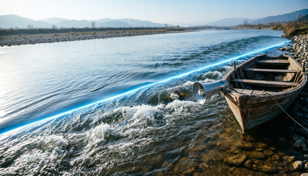 Если течение жидкости превышает скорость звука, звук, возникший ниже по потоку, навсегда застревает. Так работает акустический горизонт – модель чёрной дыры, где роль света играет звук.