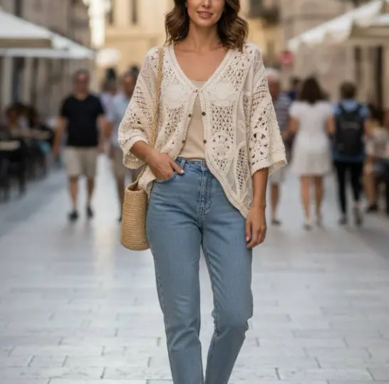 Ажурные кардиганы и рубашки-сетки для красивого образа