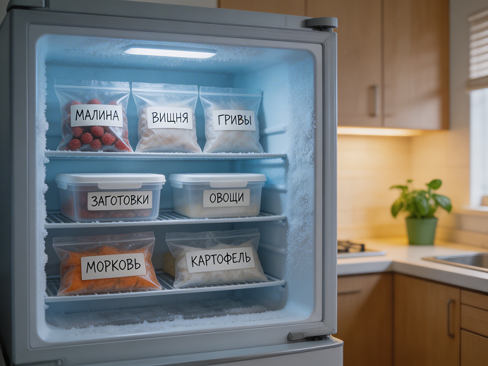 аккуратные домашние заготовки в морозильной камере