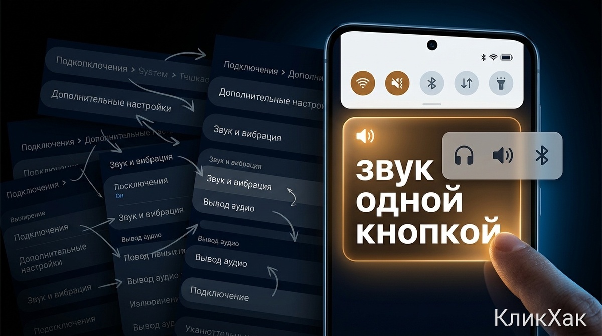 Когда выбор устройства звука - не глубоко в настройках, а под пальцем