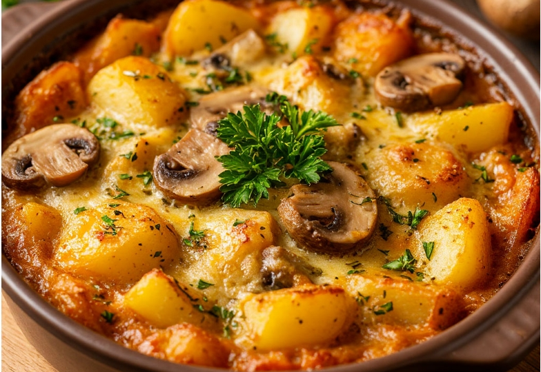 Картофельная запеканка с грибами