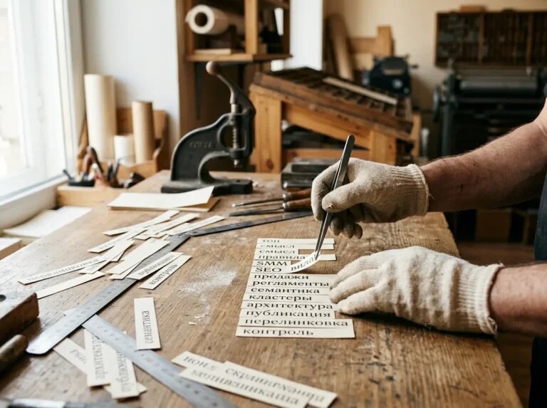    Из разрозненных терминов складывается связная архитектура контента — голос бренда в ручной сборке. "Kontenium"