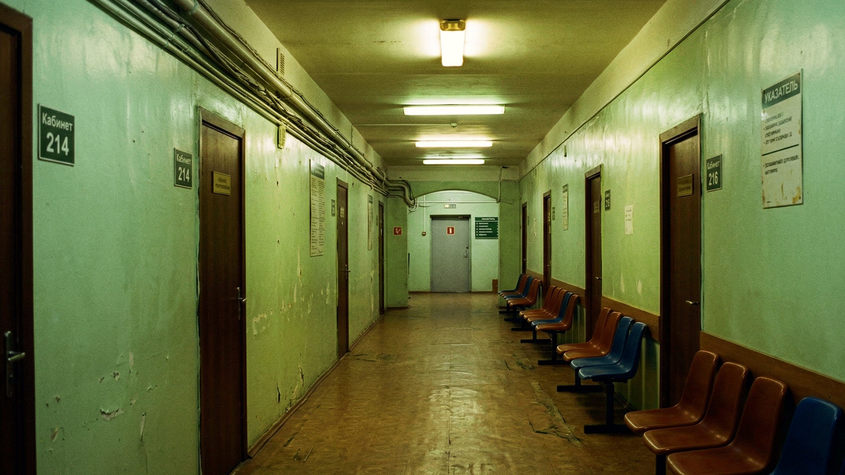 Вот этот коридор. Салатный, как в детстве. И время здесь течет по-другому.