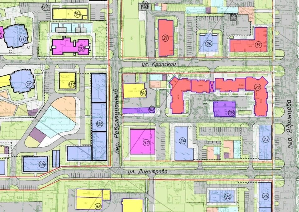    Фрагмент проекта планировки квартала строитель. Источник: law-portal22.ru