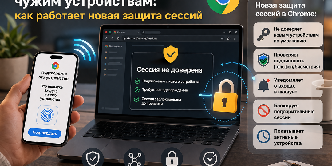 Chrome перестал доверять чужим устройствам: как работает новая защита сессий