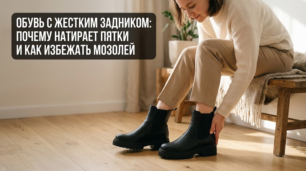    Жесткий задник обуви — частая причина появления болезненных мозолей на пятках. Носим Сутками