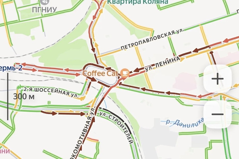    В Перми на площади Гайдара образовались пробки из-за сбоя в работе светофоров